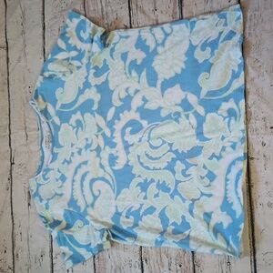 Talbots Blue Green Print Cotton Blend Tee 2 X